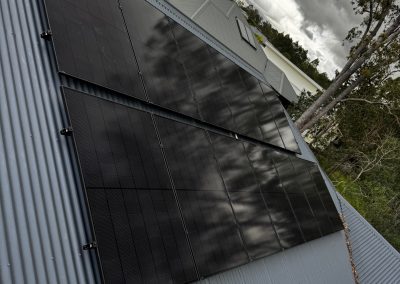 Residential rooftop solar array, steep angle