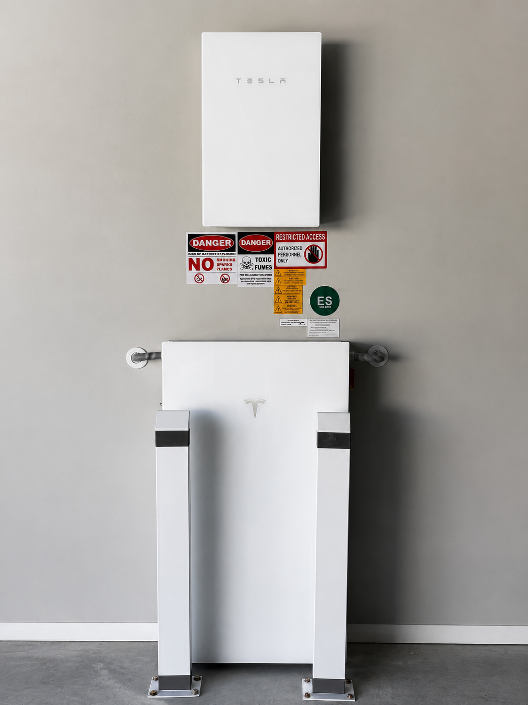 Tesla Powerwall 3 and backup gateway installed in a garage